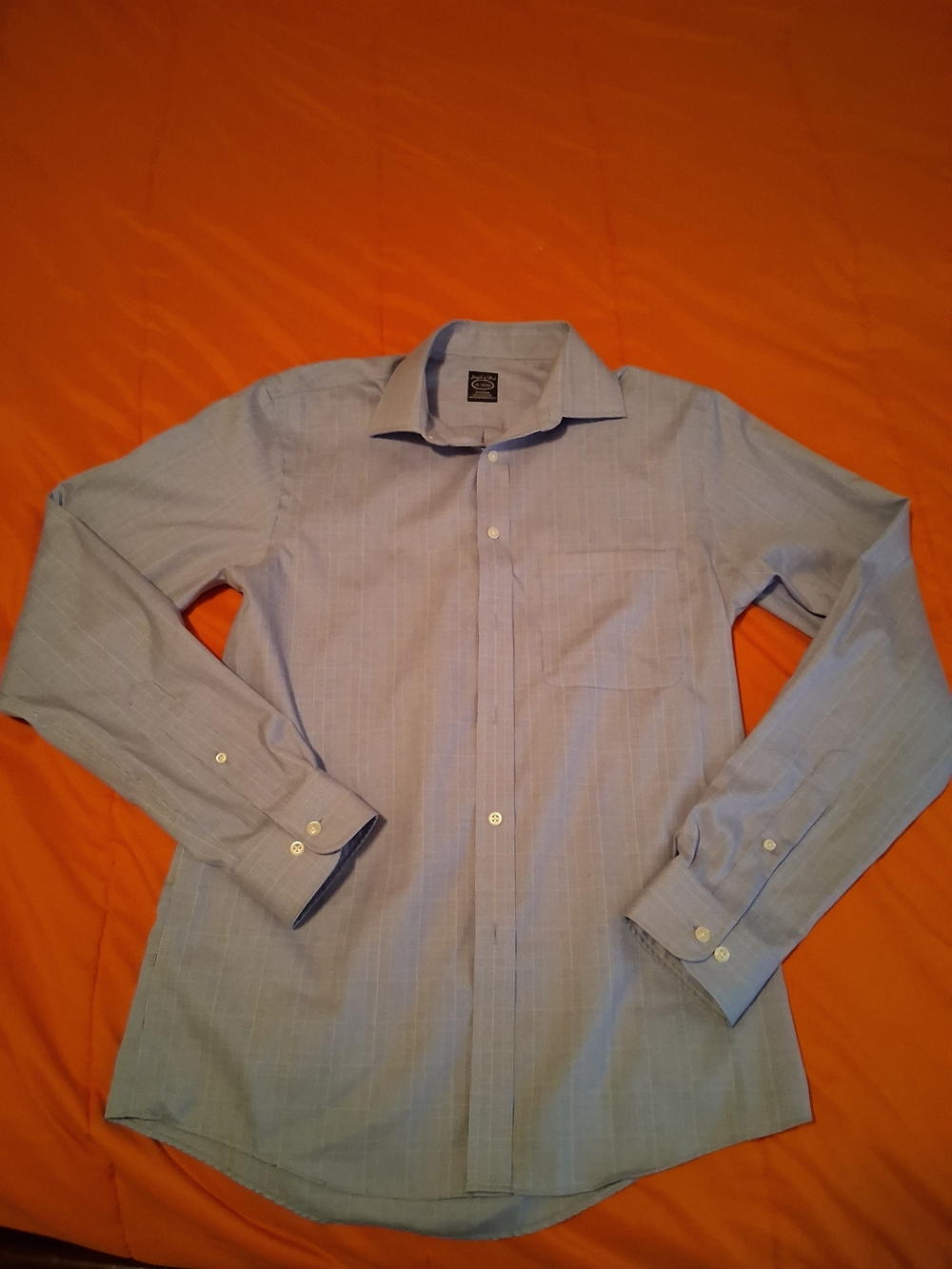 Joseph & Feiss Men’s Non-Iron 100% Cotton Blue Check Dress Shirt XL 15 34/35 - Picture 5 of 5